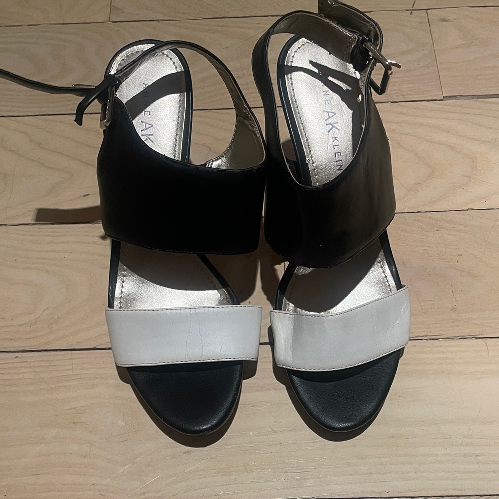 Anne Klein Black and White Heeled Sandals